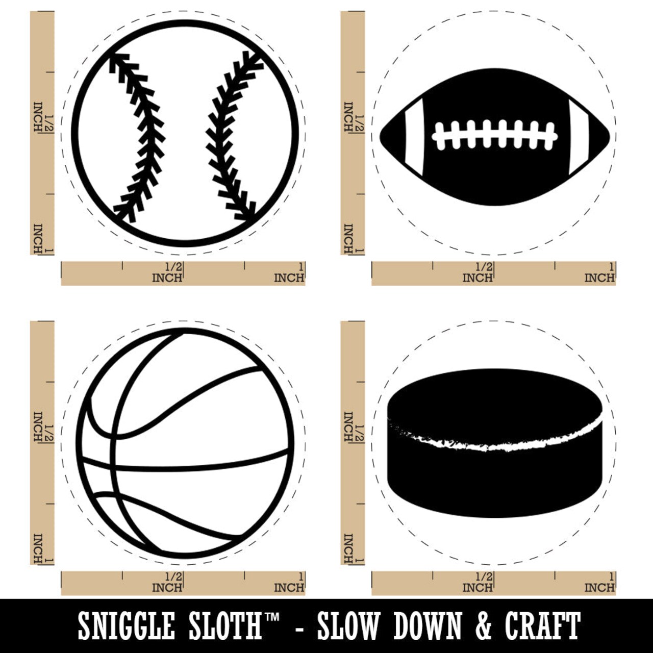 Football Basketball Baseball Hockey Rubber Stamp Set for Stamping Crafting Planners